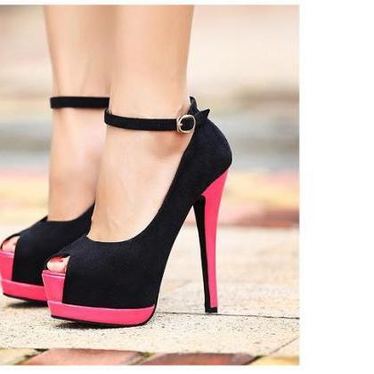 Latform Open Toe High Heels Women Pumps Sandals Thin Heel Ankle Strap ...